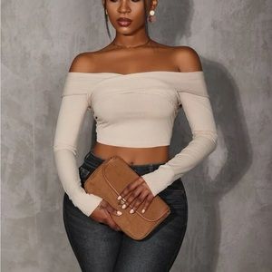 Cream Off Shoulders Top, Size L